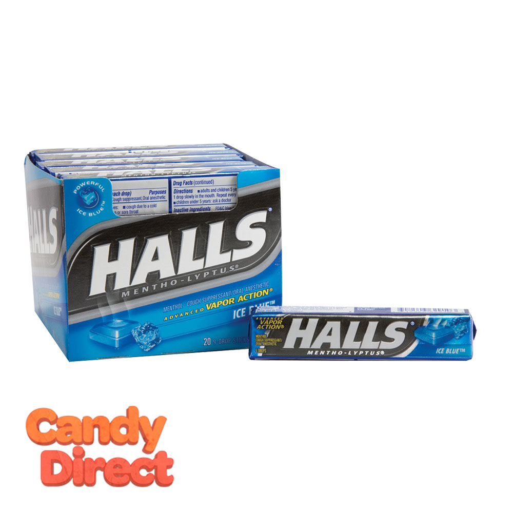 Halls Cough Drops Ice Blue Peppermint 20ct CandyDirect